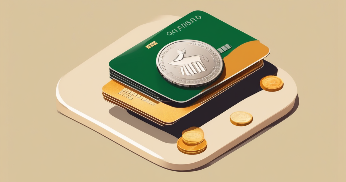 a credit card and a stack of coins