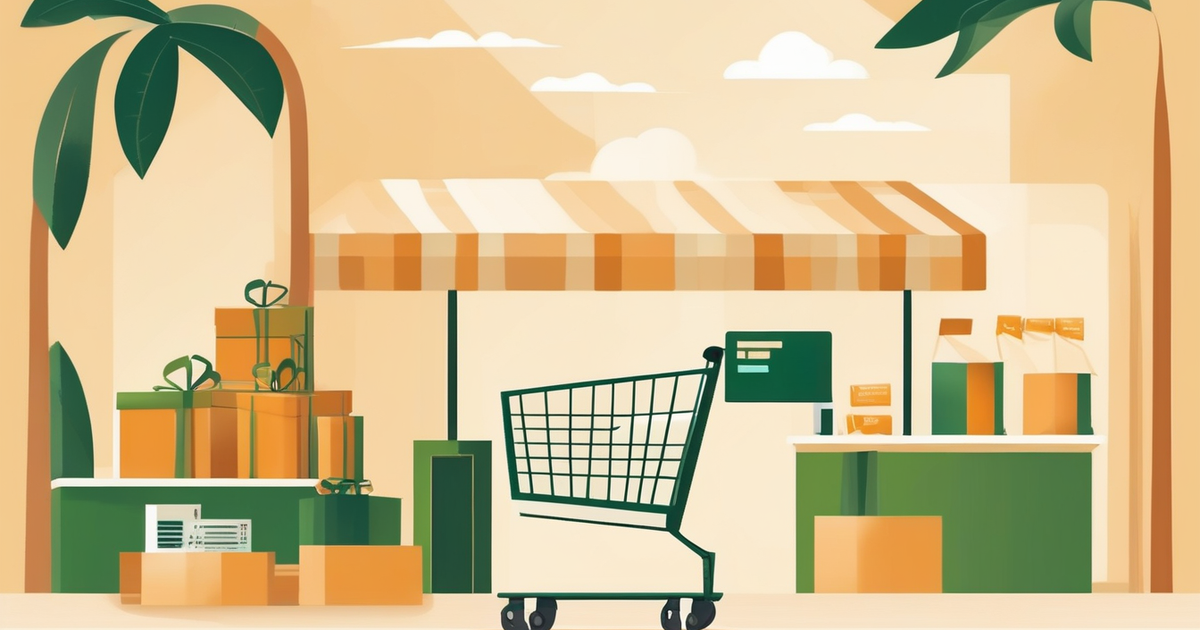 a shopping cart at a payment terminal
