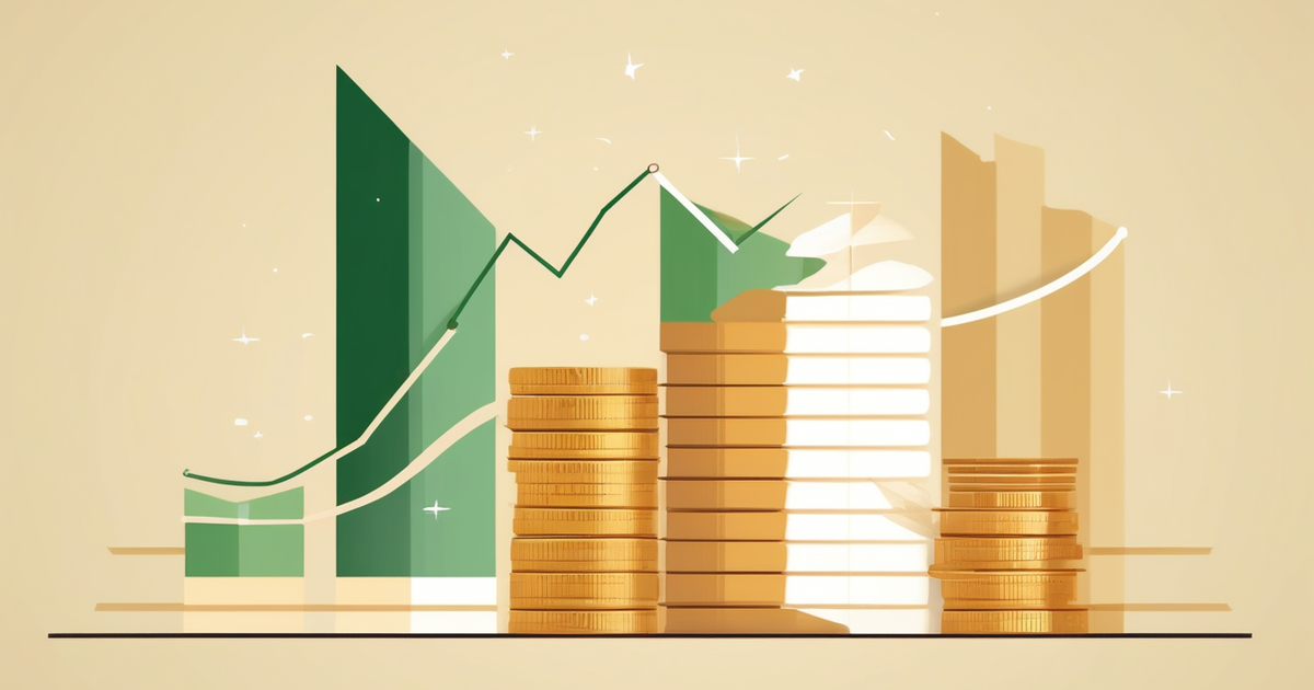 stacks of coins and an upward growth chart