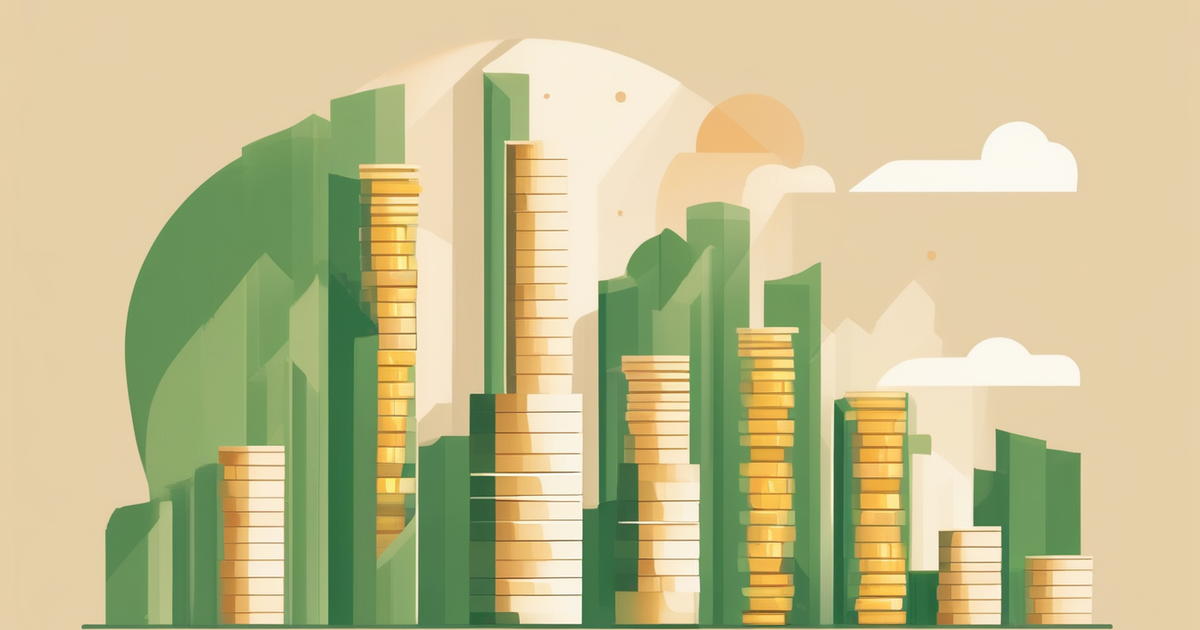stacks of coins and an upward growth chart