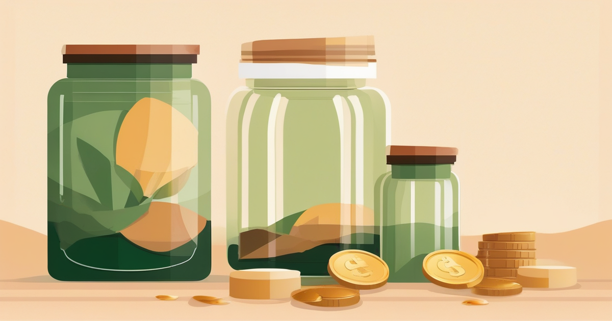 a coin dropping into a labelled jar