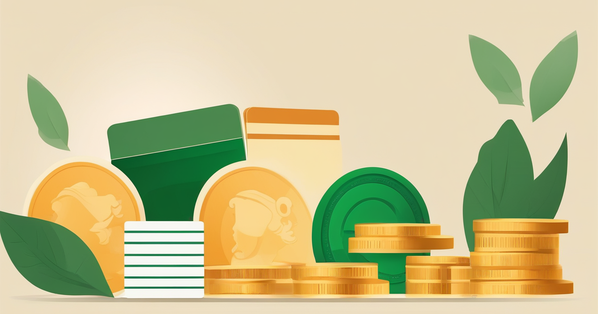 a credit card and a stack of coins