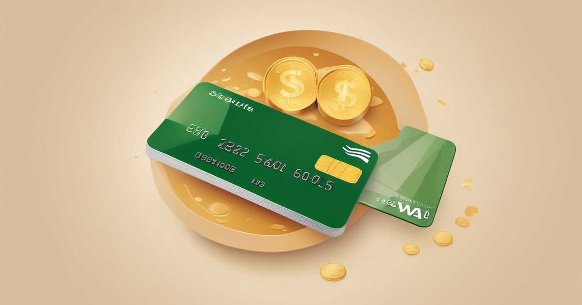 a credit card and a stack of coins