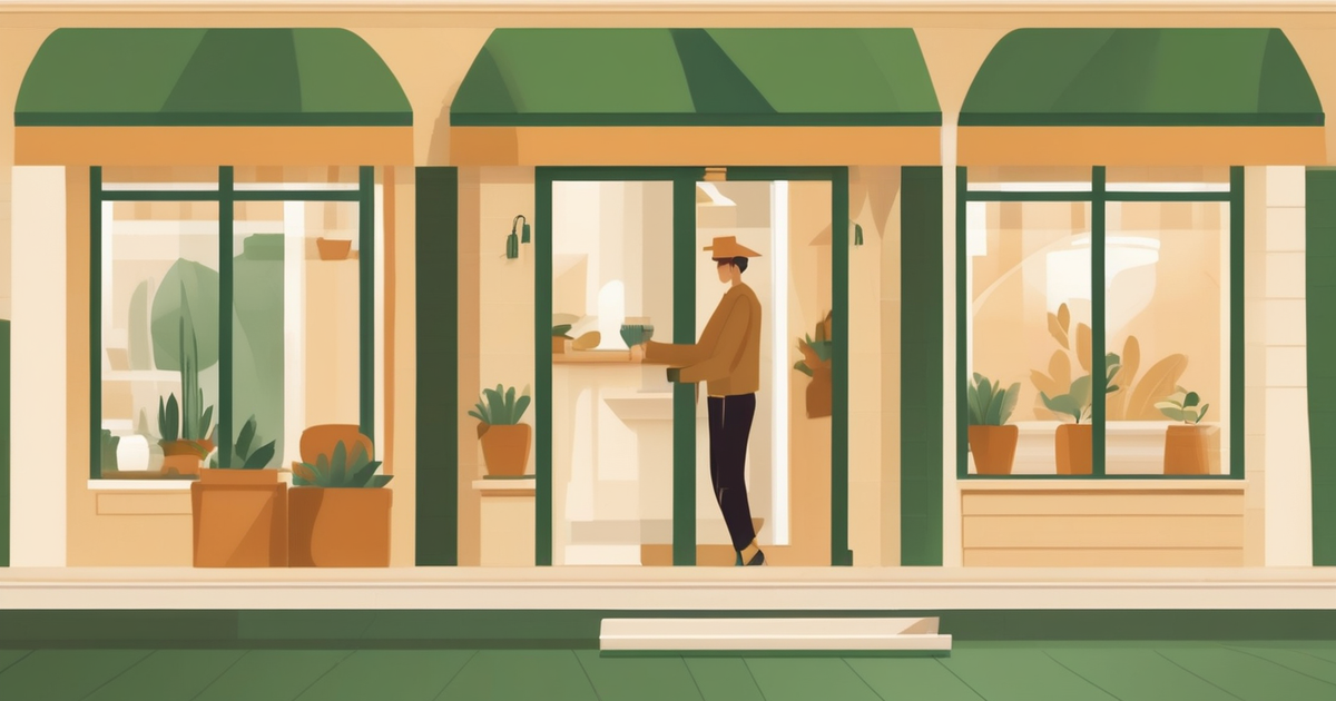 a small storefront and a handshake