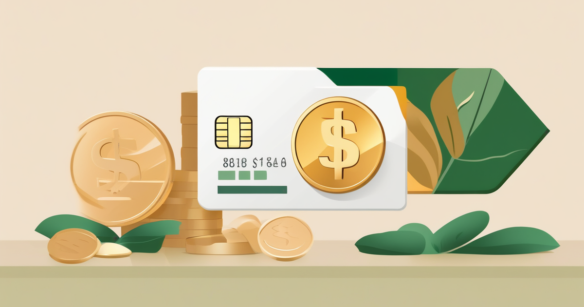 a credit card and a stack of coins
