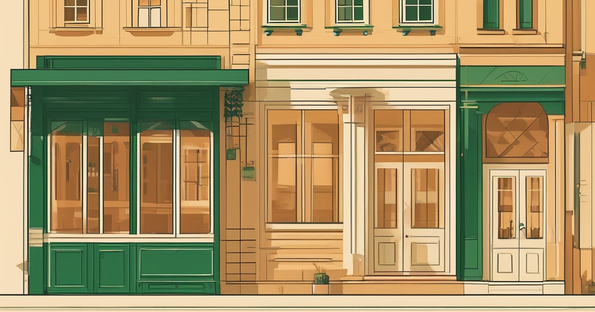 a small storefront and a handshake