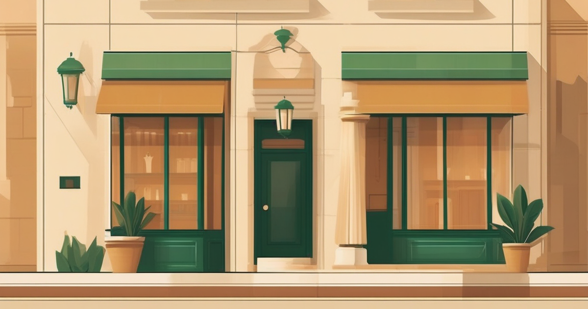 a small storefront and a handshake