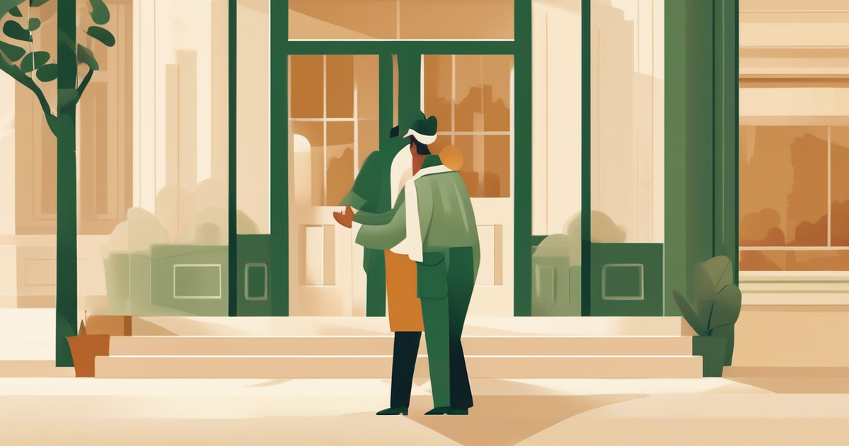 a small storefront and a handshake