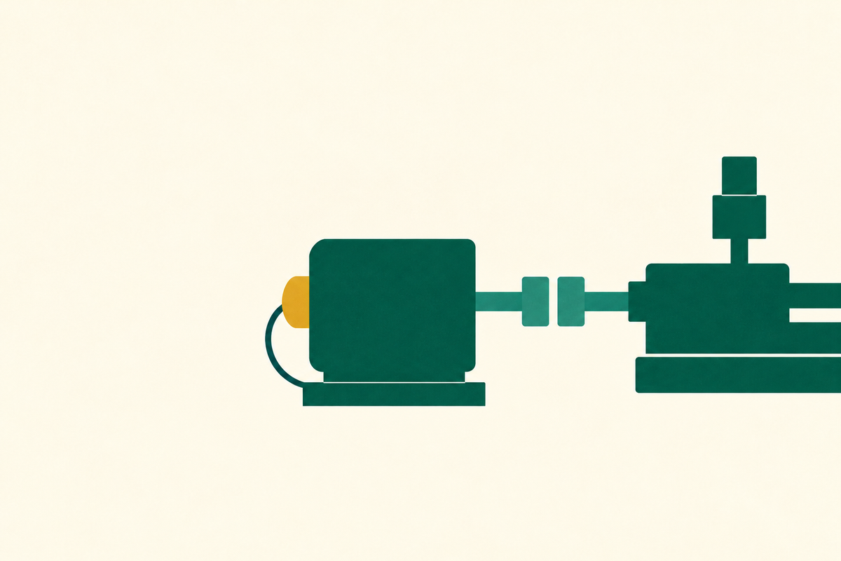 Conceptual motor sensor and drive coupling leading to a separate tool carriage.