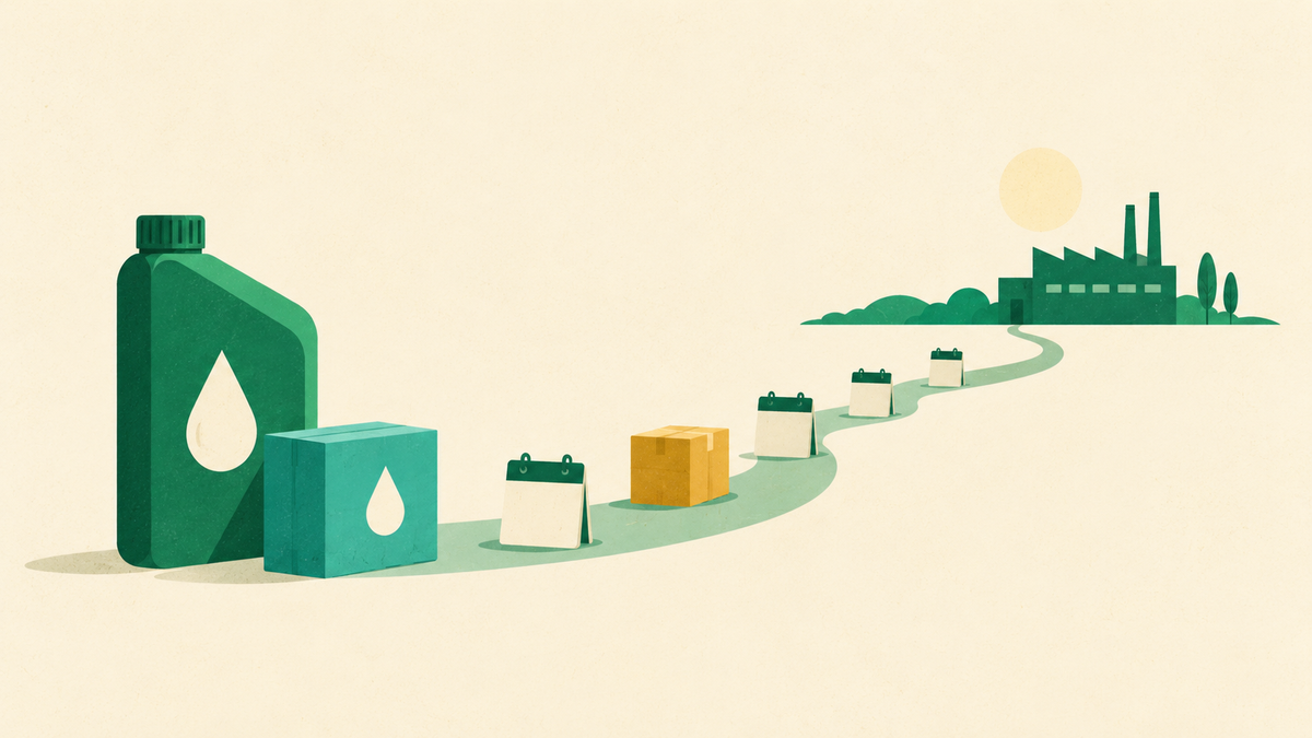 Conceptual lubricant can linked to a factory through a row of reserved capacity blocks.